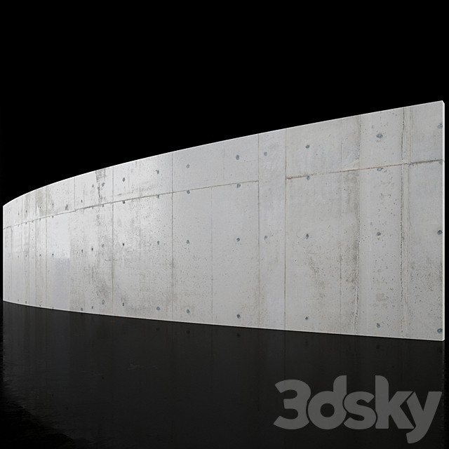 Concrete wall 18m long 3ds Max - thumbnail 1