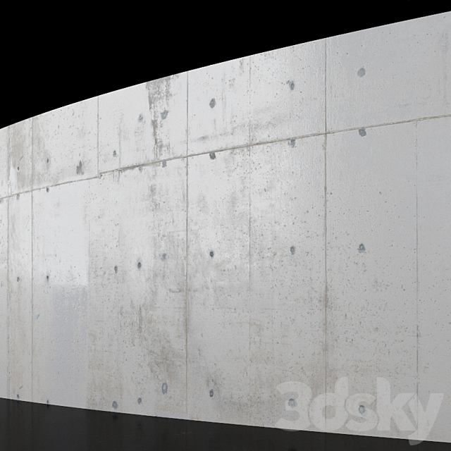 Concrete wall 18m long 3ds Max - thumbnail 2