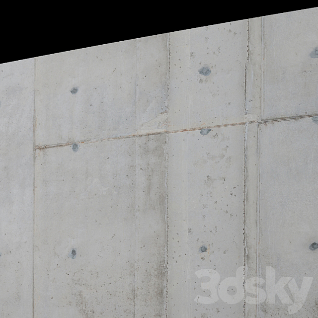 Concrete wall 18m long 3ds Max - thumbnail 3