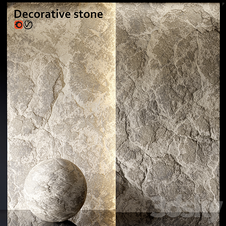 Decorative stone wall 4k 3DS Max Model - thumbnail 1