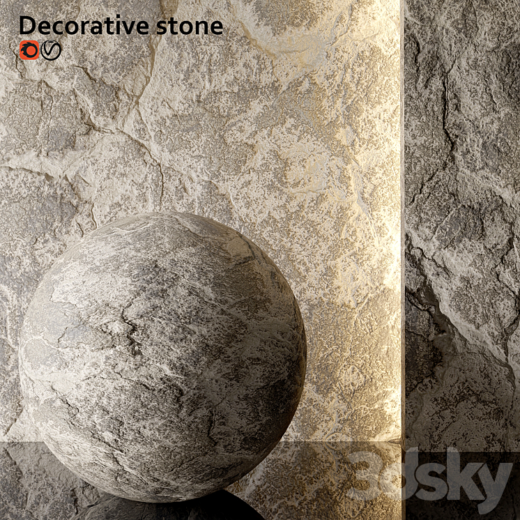 Decorative stone wall 4k 3DS Max Model - thumbnail 2