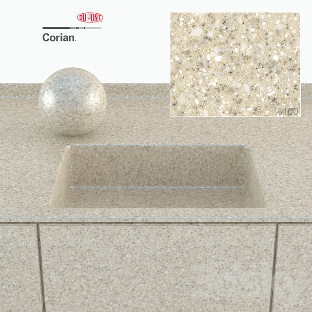 Dupont Corian Kitchen Countertops Beige 3 3ds Max - thumbnail 2