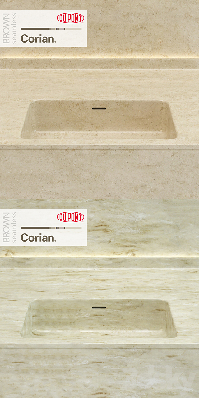 Dupont Corian Kitchen Countertops Brown 4 3DSMax File - thumbnail 2