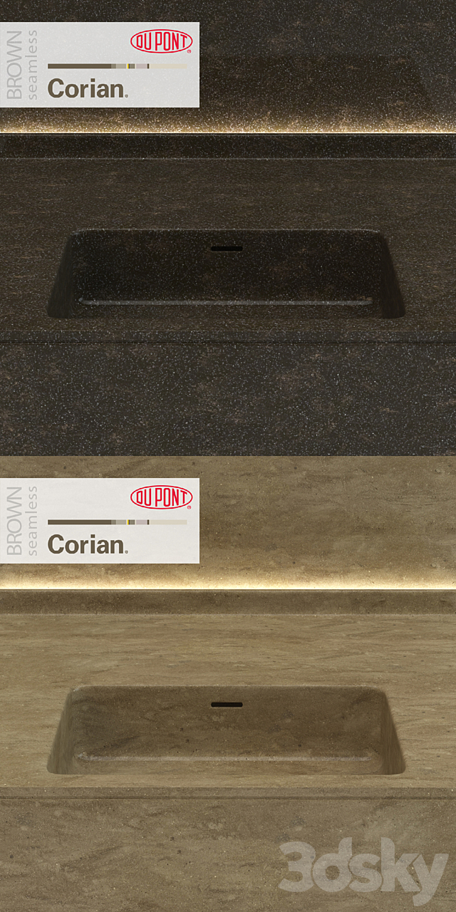 Dupont Corian Kitchen Countertops Brown 4 3DSMax File - thumbnail 3