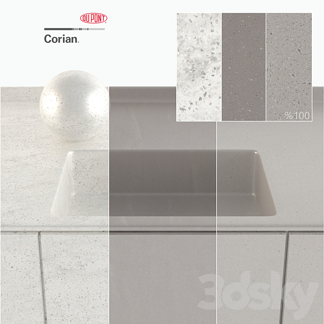 Dupont Corian Kitchen Countertops Gray 1 3DSMax File - thumbnail 2