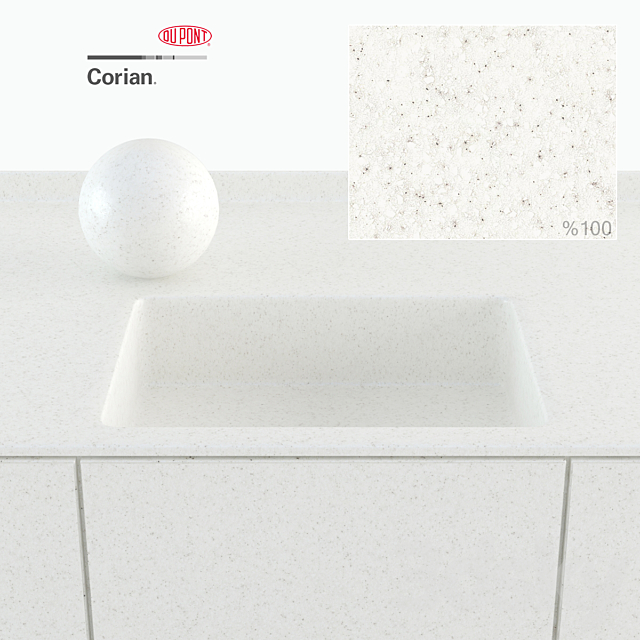 Dupont Corian Kitchen Countertops White 3DSMax File - thumbnail 2