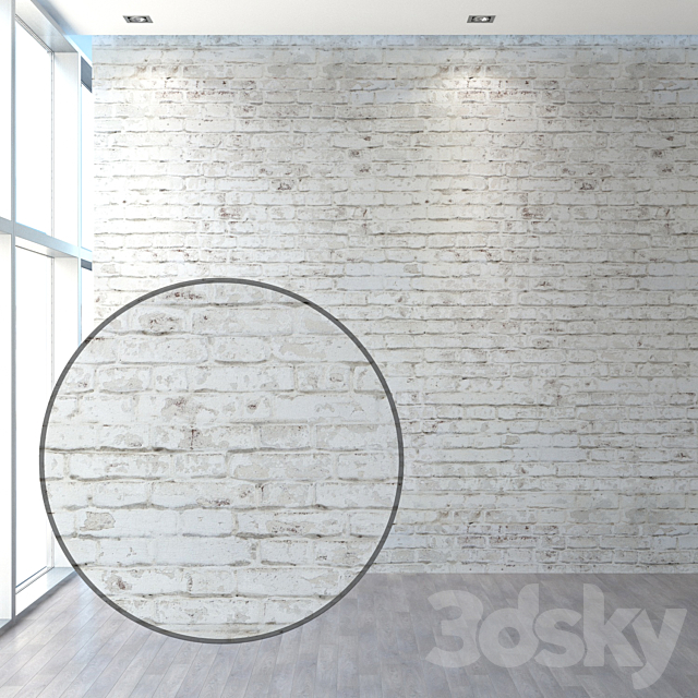 Old brickwork made of white brick 3ds Max - thumbnail 1