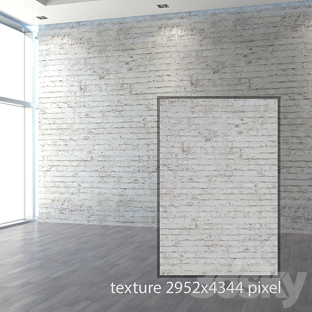 Old brickwork made of white brick 3ds Max - thumbnail 2