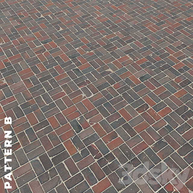 Set of four textures of old brick paving stones 7320 3ds Max - thumbnail 3