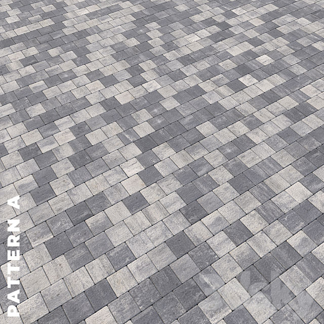 Set of four types of gray paving stones with texture 6290 3ds Max - thumbnail 2