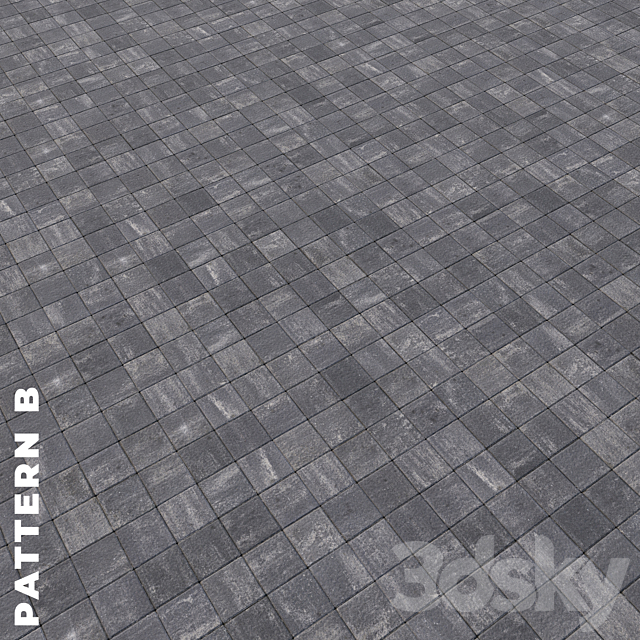 Set of four types of gray paving stones with texture 6290 3ds Max - thumbnail 3