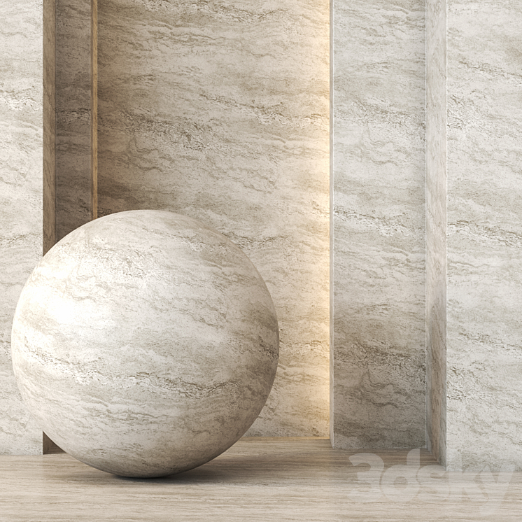 Travertine Texture 4K – Seamless 3DS Max Model - thumbnail 1