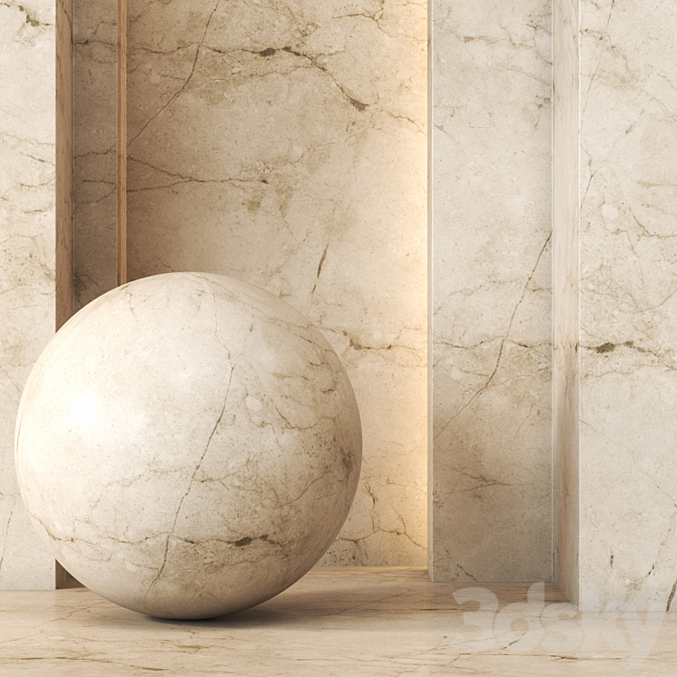 Travertine Texture 4K – Seamless 3DS Max Model - thumbnail 1