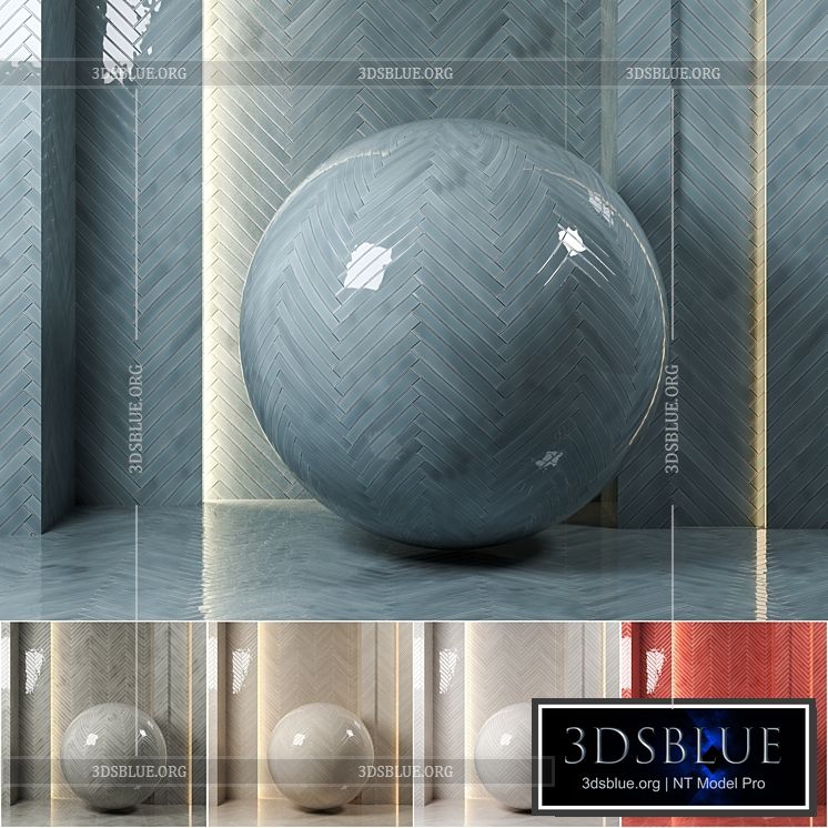 (4k)(5colors)Carolina Polished Ceramic Wall Tiles Set 1-(Seamless pbr) 3DS Max - thumbnail 3