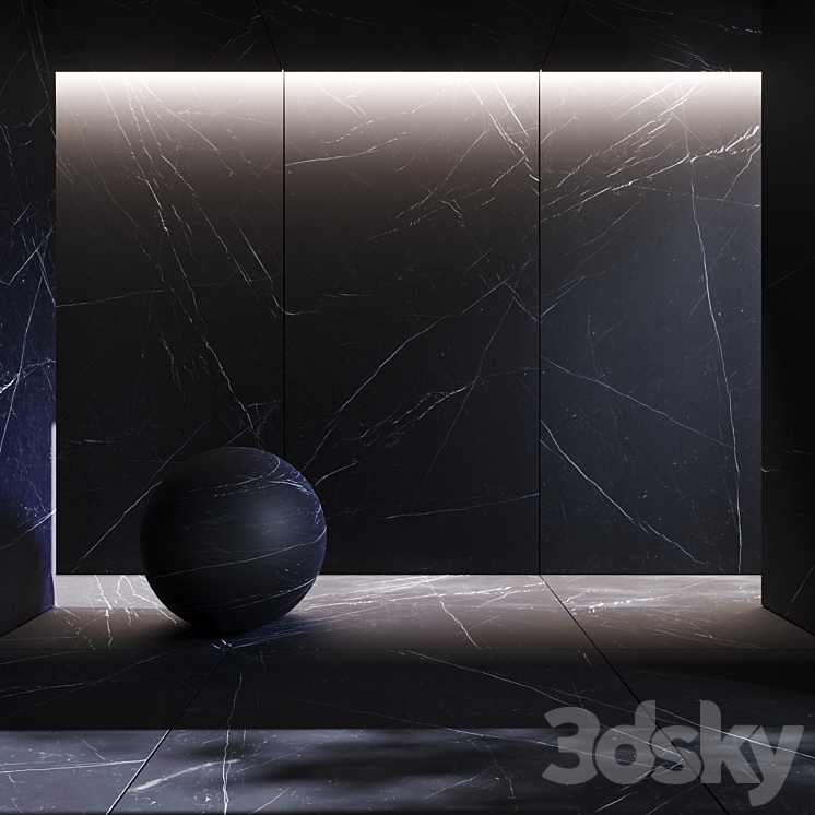 Black marquinia porcelain stoneware tiles 3DS Max Model - thumbnail 1