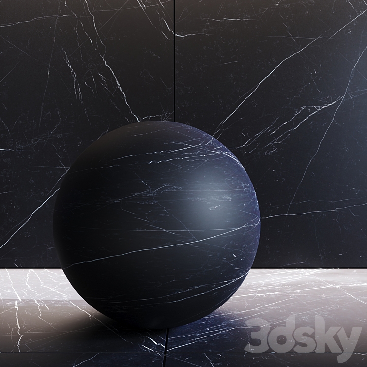 Black marquinia porcelain stoneware tiles 3DS Max Model - thumbnail 2