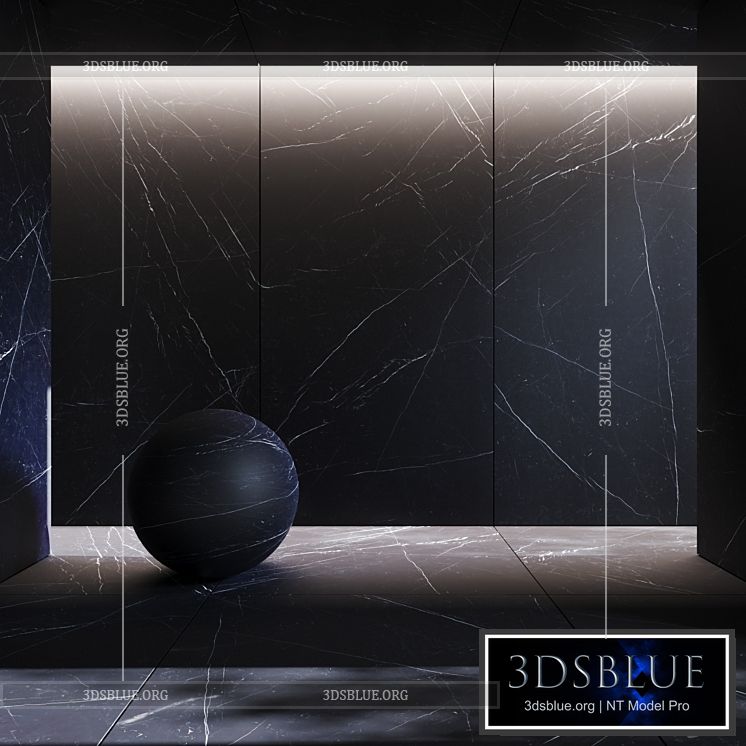 Black marquinia porcelain stoneware tiles 3DS Max - thumbnail 3