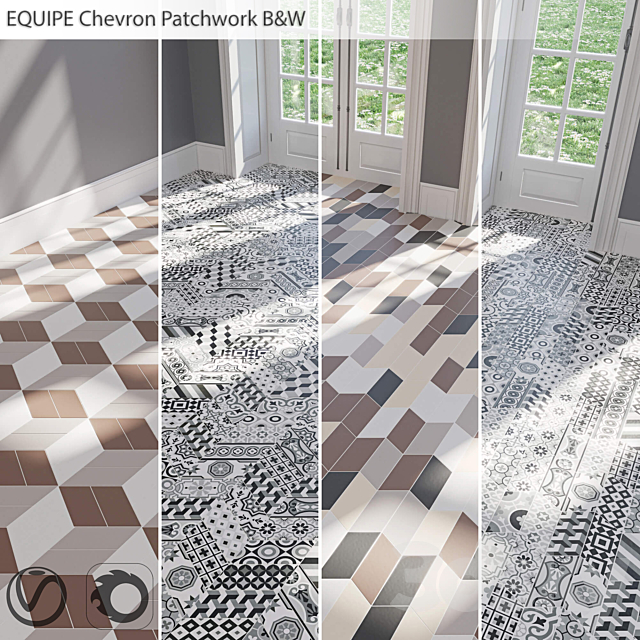 EQUIPE Chevron _ Patchwork B & W _ Blanco _ Crema _ Gris _ Marron _ Negro 3DSMax File - thumbnail 1