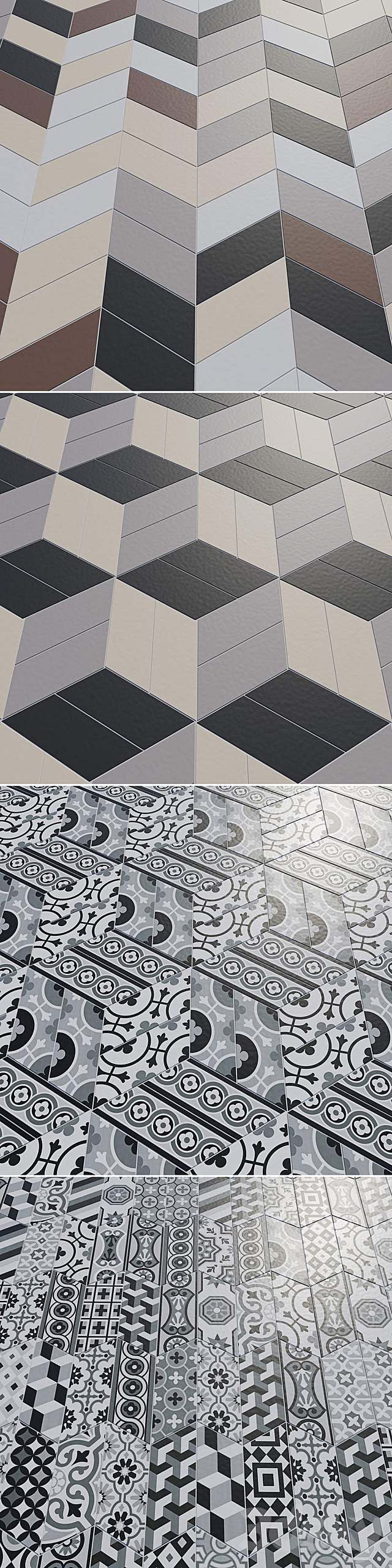 EQUIPE Chevron _ Patchwork B & W _ Blanco _ Crema _ Gris _ Marron _ Negro 3DSMax File - thumbnail 3