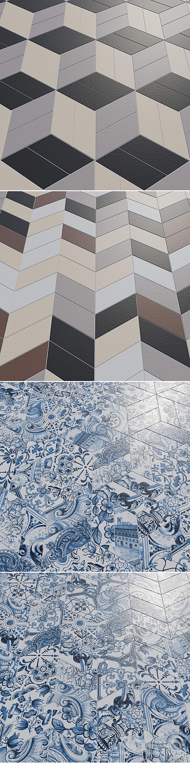 EQUIPE Chevron _ Patchwork Lisboa _ Blanco _ Crema _ Gris _ Marron _ Negro 3ds Max - thumbnail 3