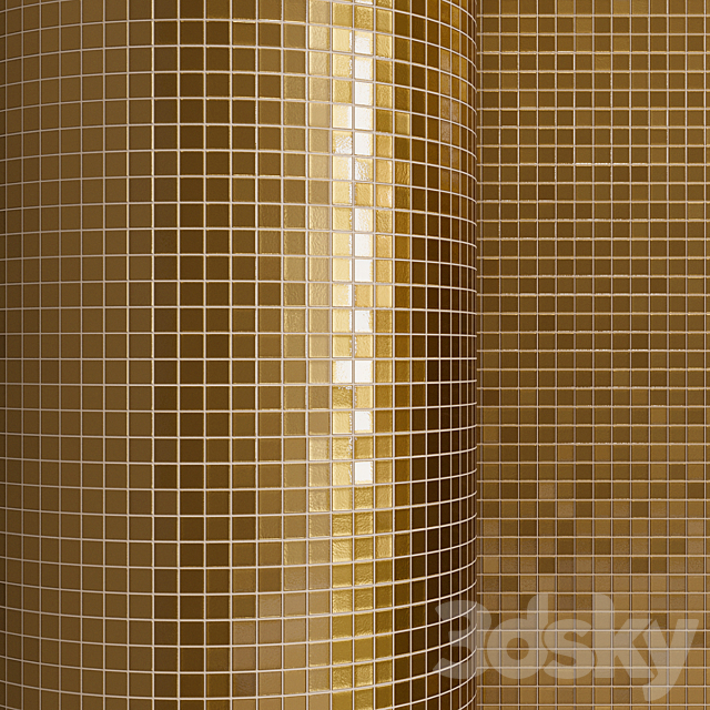 Gold mosaic material on glass 3DS Max Model - thumbnail 2