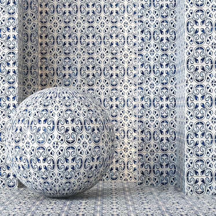 Moroccan Tile Texture 4K – Seamless – 4 Color 3DS Max Model - thumbnail 1