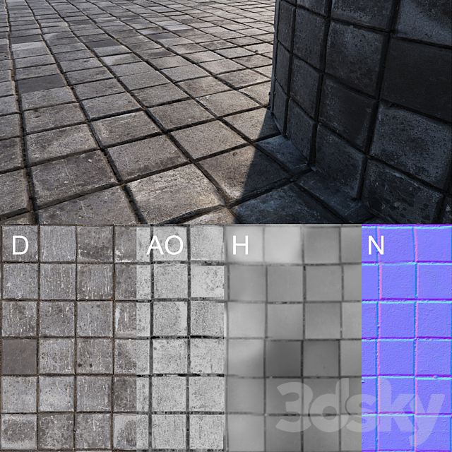 Square paving slabs 3ds Max - thumbnail 3