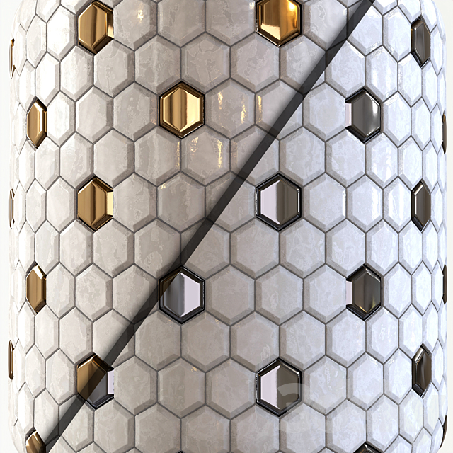 steel and marble mix tile 002 3DS Max Model - thumbnail 3