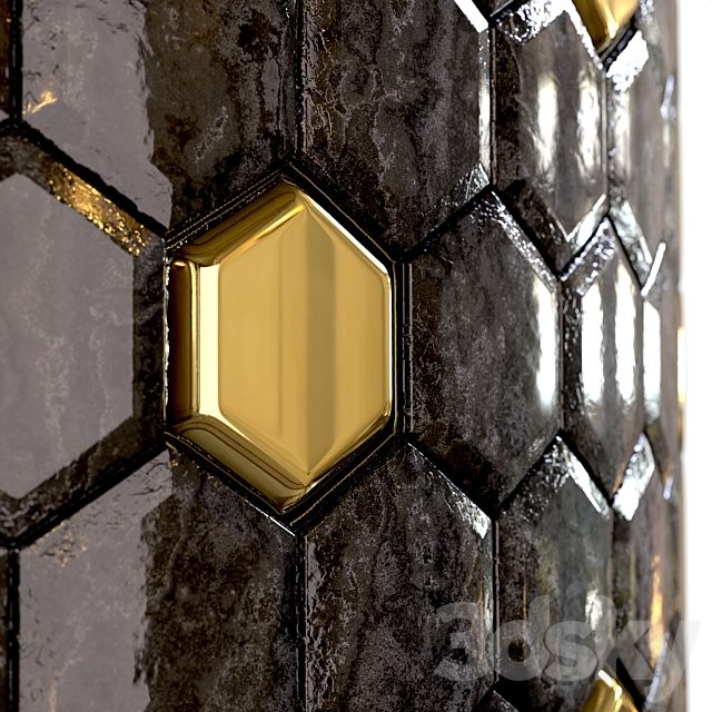 steel and marble mix tile 002 3DS Max Model - thumbnail 5