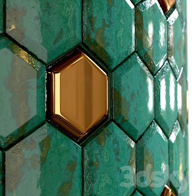 steel and marble mix tile 002 3DS Max Model - thumbnail 6