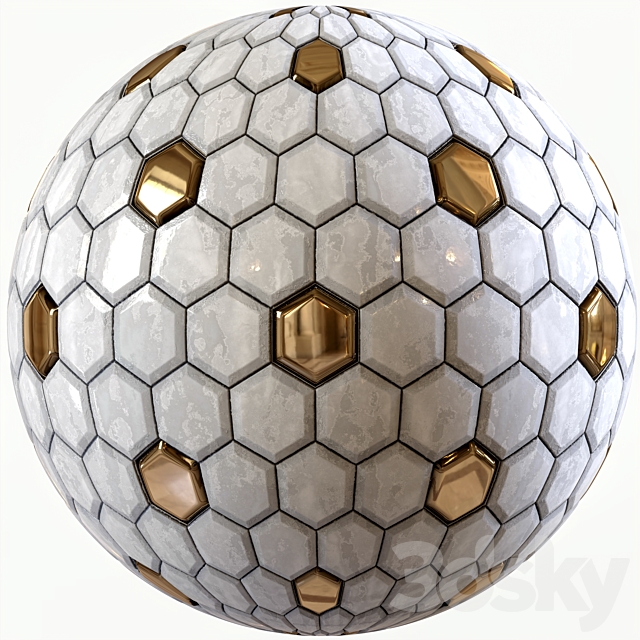 steel and marble mix tile 002 3DS Max Model - thumbnail 7