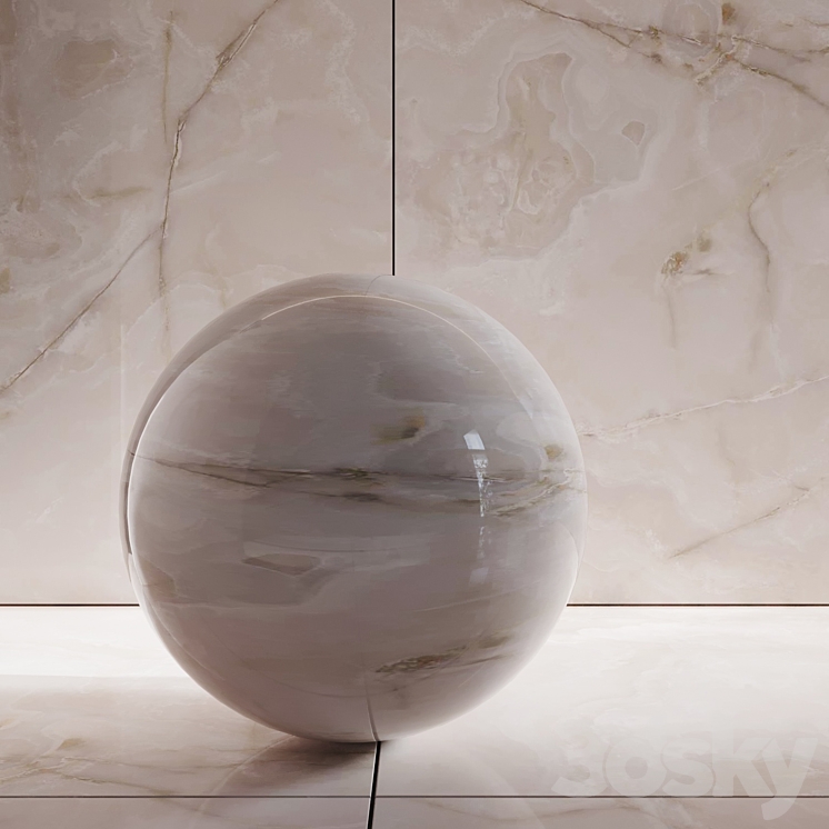 White Onyx Porcelain Tiles 3DS Max Model - thumbnail 2