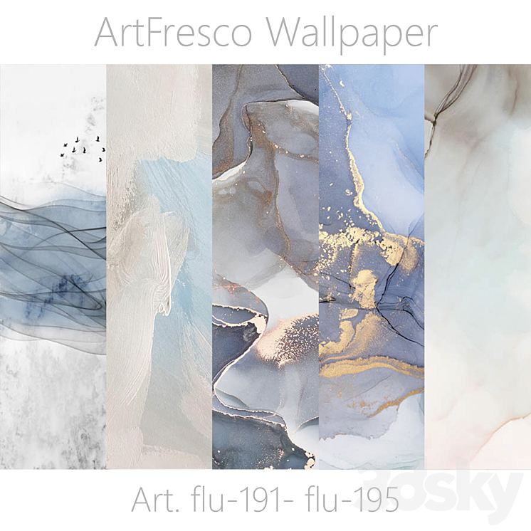 ArtFresco Wallpaper – Designer seamless wallpaper Art. flu-191- flu-195 OM 3DS Max - thumbnail 1