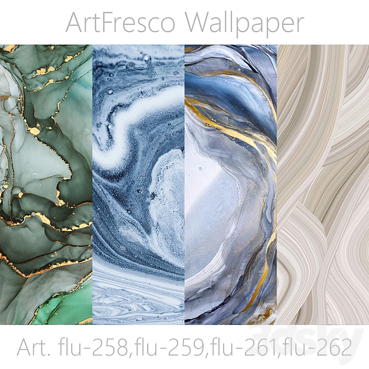 ArtFresco Wallpaper – Designer seamless wallpaper Art. flu-258 flu-259 flu-261 flu-262 OM 3DS Max - thumbnail 1