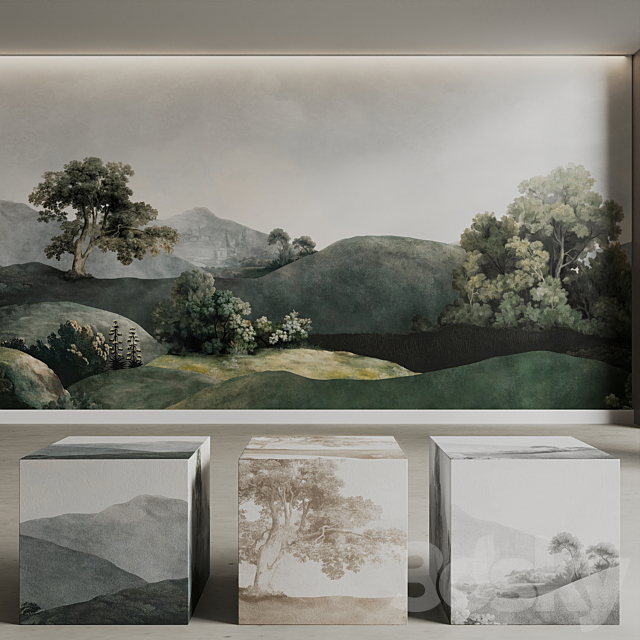 BELARTESTUDIO Murals Seamless set Vintage Landscape 3ds Max - thumbnail 1