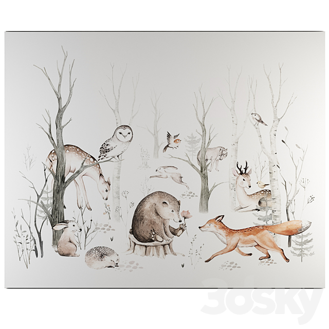 Forest Friends Mural 3ds Max - thumbnail 3