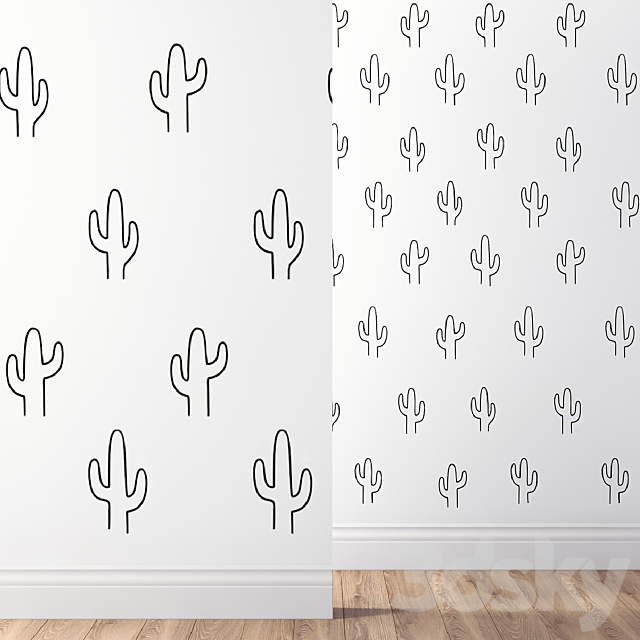 Kenna Sato Designs Collection Cactus Wall Decals 3DS Max Model - thumbnail 3