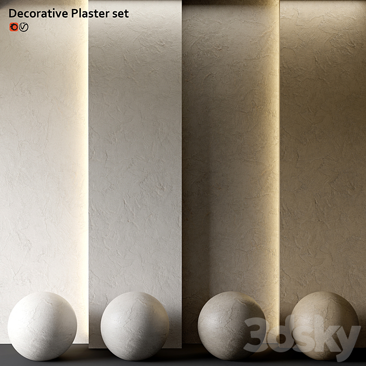 Set of decorative plaster 3DS Max Model - thumbnail 1