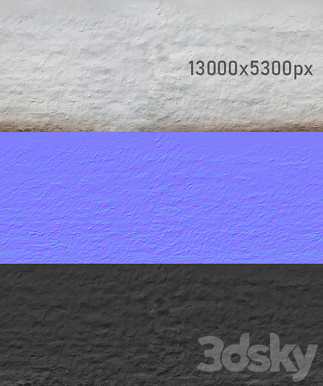 Wall texture with white aged plaster. PBR 3DS Max Model - thumbnail 4