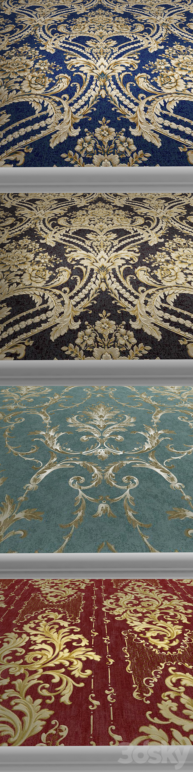 York Wallcoverings DAMASK Wallpaper 3DS Max Model - thumbnail 3