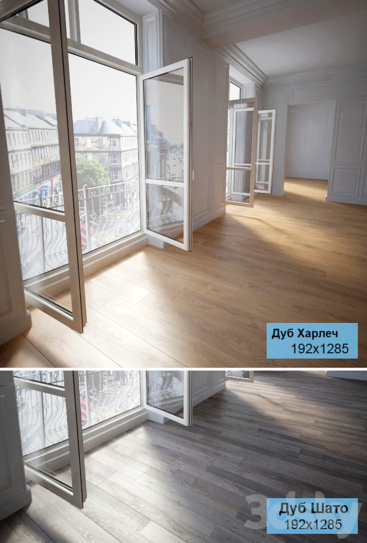 2 types of parquet: Oak Harlech Chateau Oak 3DS Max - thumbnail 1