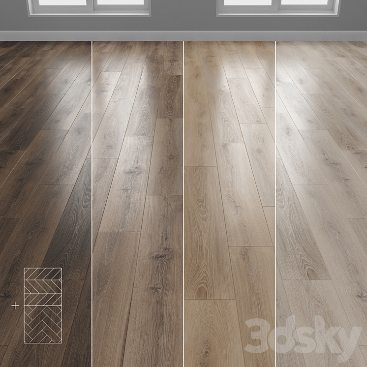 Parquet 4 colors Linear herringbone chevron setquad8 3DS Max - thumbnail 1