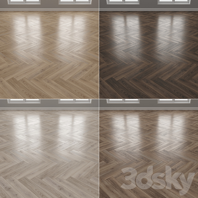 Parquet 4 colors Linear herringbone chevron setquad8 3DS Max Model - thumbnail 3