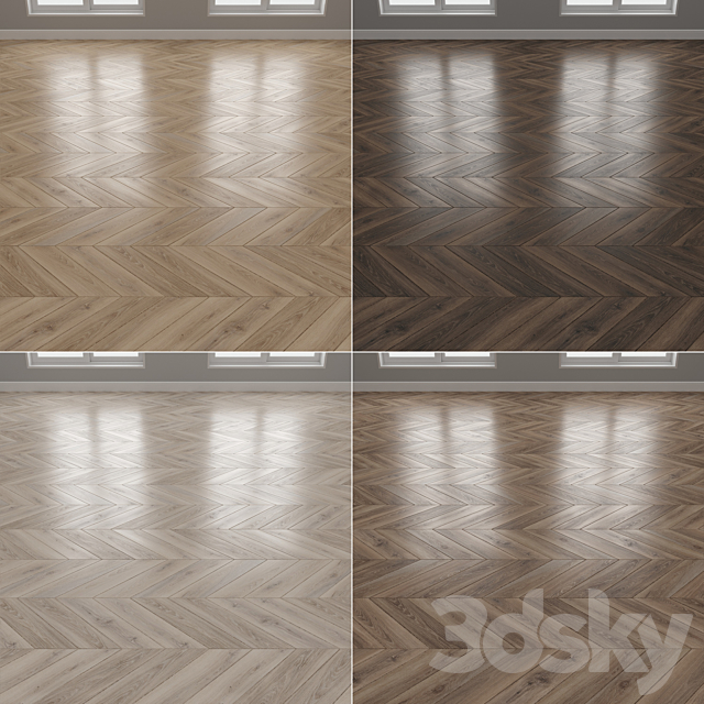 Parquet 4 colors Linear herringbone chevron setquad8 3DS Max Model - thumbnail 4