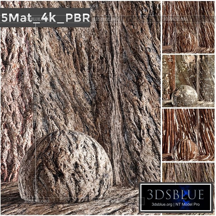 set 5 bark PBR materials 006 arc 3DS Max - thumbnail 3