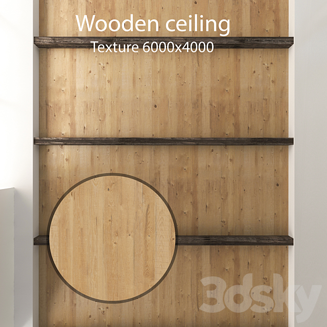 Wooden ceiling with beams 18 3ds Max - thumbnail 1