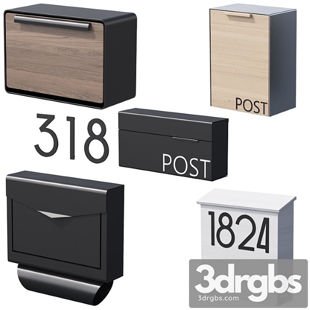 041 Modern mailboxes 01 wallmounted 00 3dsmax Download - thumbnail 1