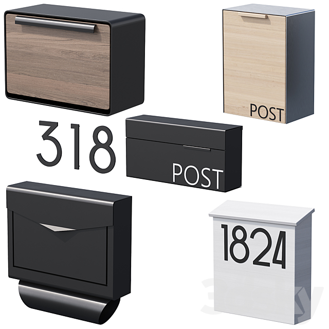 041_Modern Mailboxes 01 Wallmounted 00 3ds Max - thumbnail 1