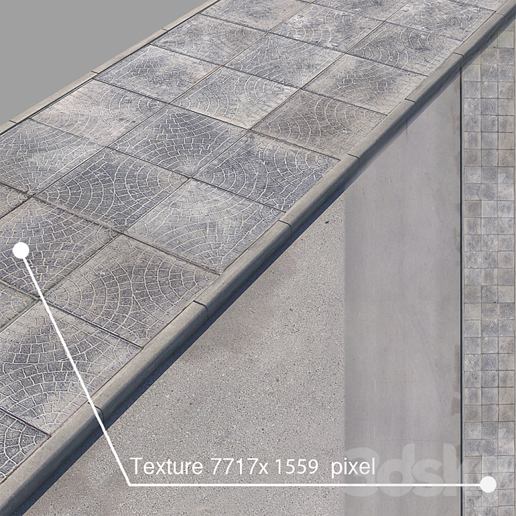 3 versions of the sidewalk with the road. 3DS Max - thumbnail 2