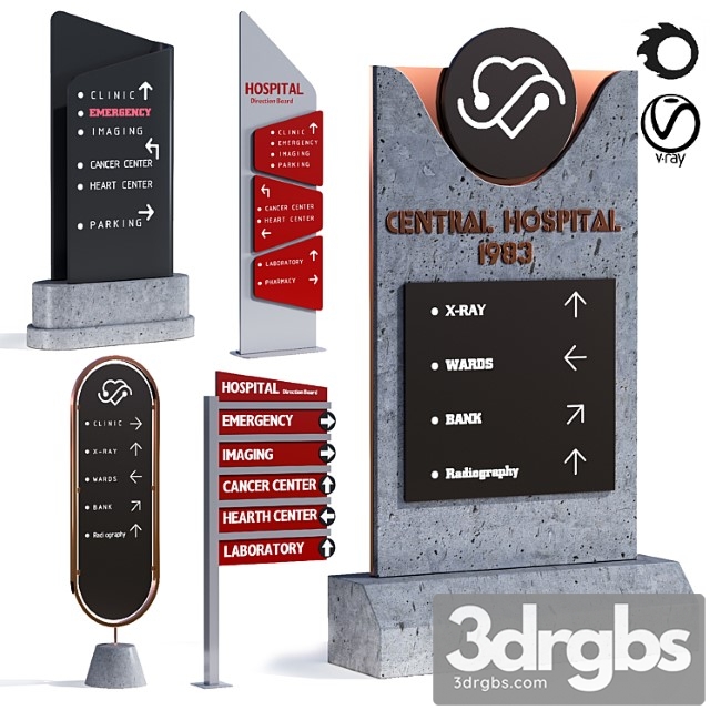 3d model of hospital information board for exterior 3dsmax Download - thumbnail 1